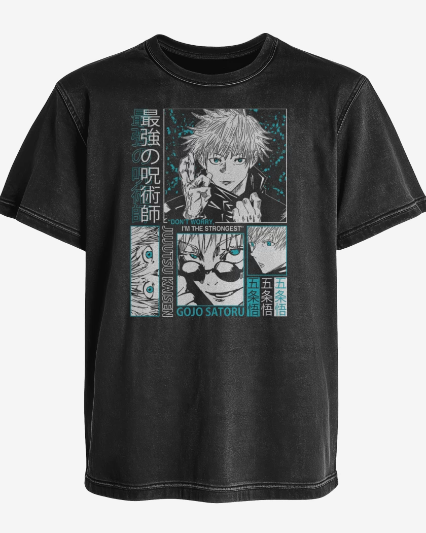 Polera desgastada Negro de Satoru Gojo