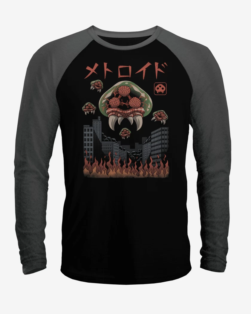 Polera Raglan Negro / Negro Heather de Metroides