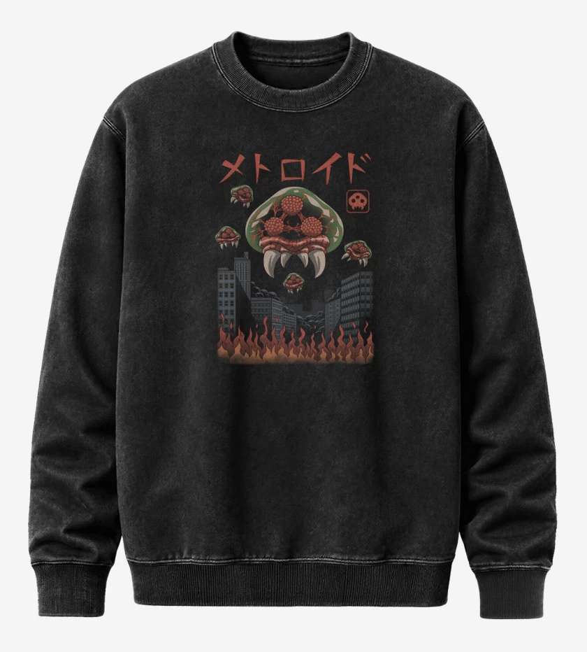 Poleron Polo Acid Wash Negro de Metroides