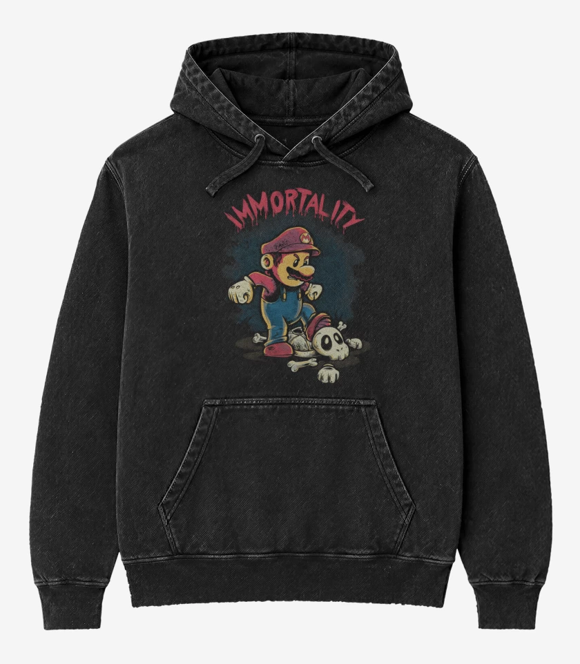 Poleron Canguro Acid Wash Negro de Immortality 