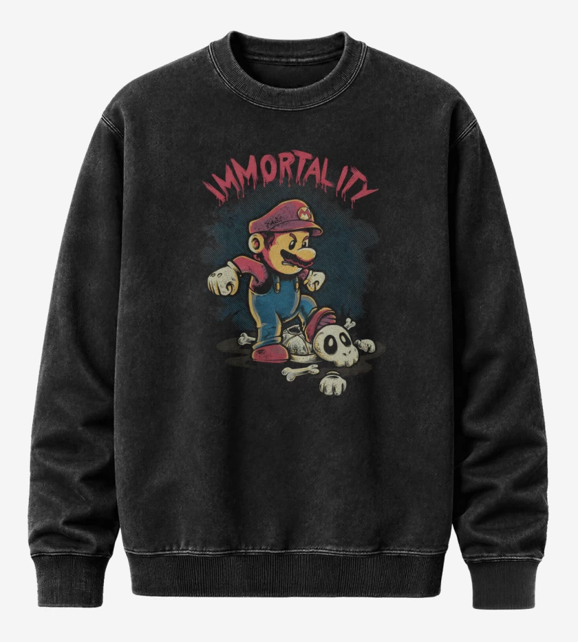 Poleron Polo Acid Wash Negro de Immortality 