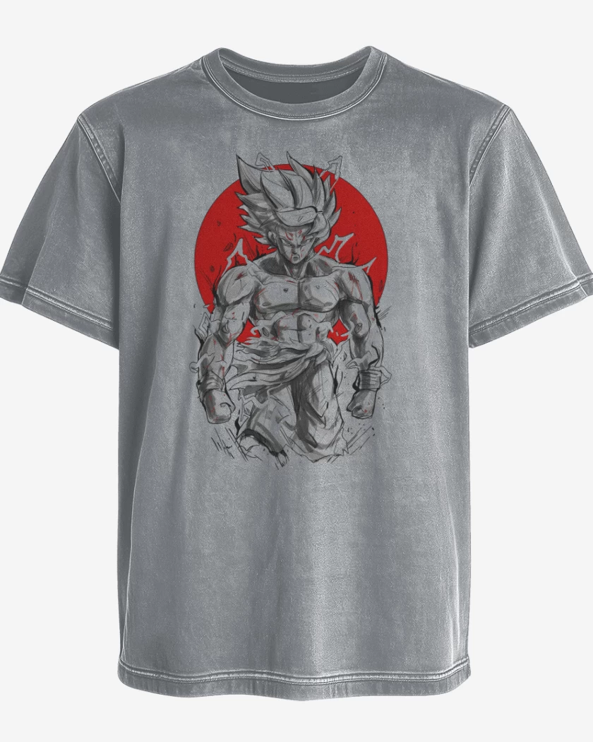 Polera desgastada Gris Melange de Goku Beast Saiyan