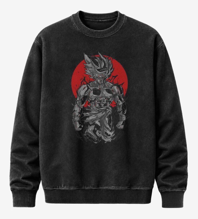 Poleron Polo Acid Wash Negro de Goku Beast Saiyan