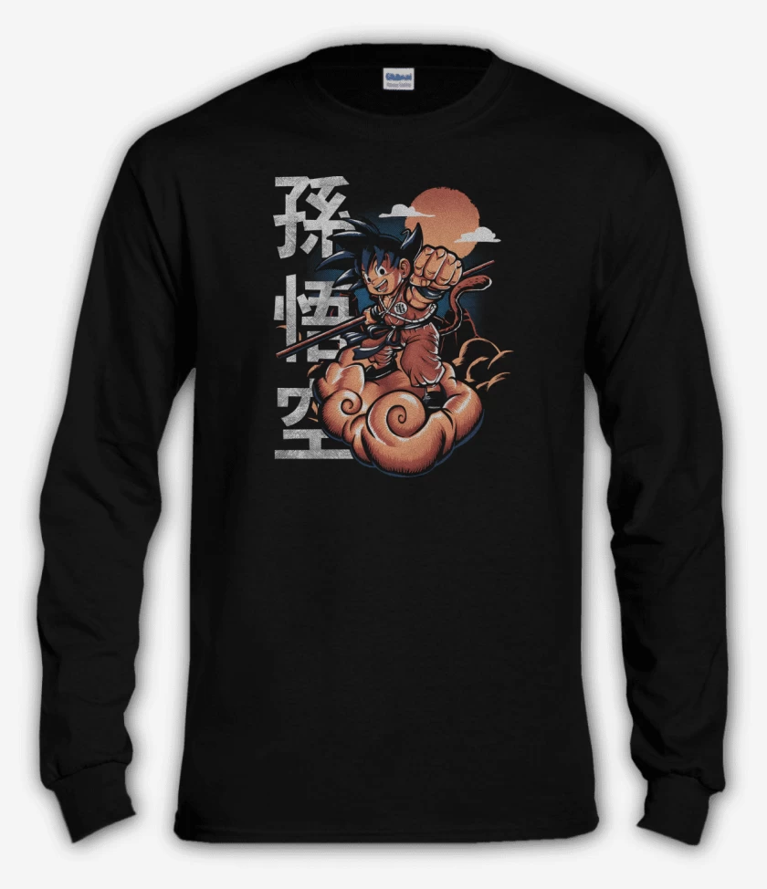 Polera manga larga Negro de Goku Nube Voladora