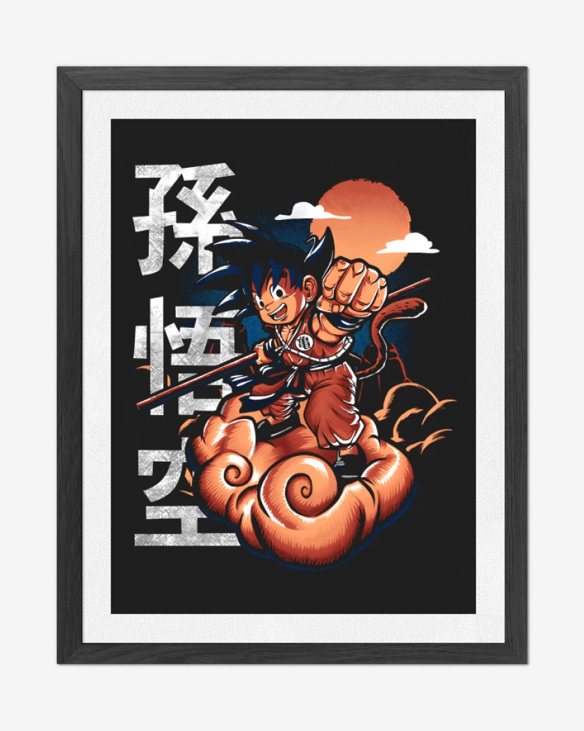 Cuadro decorativo Negro de Goku Nube Voladora