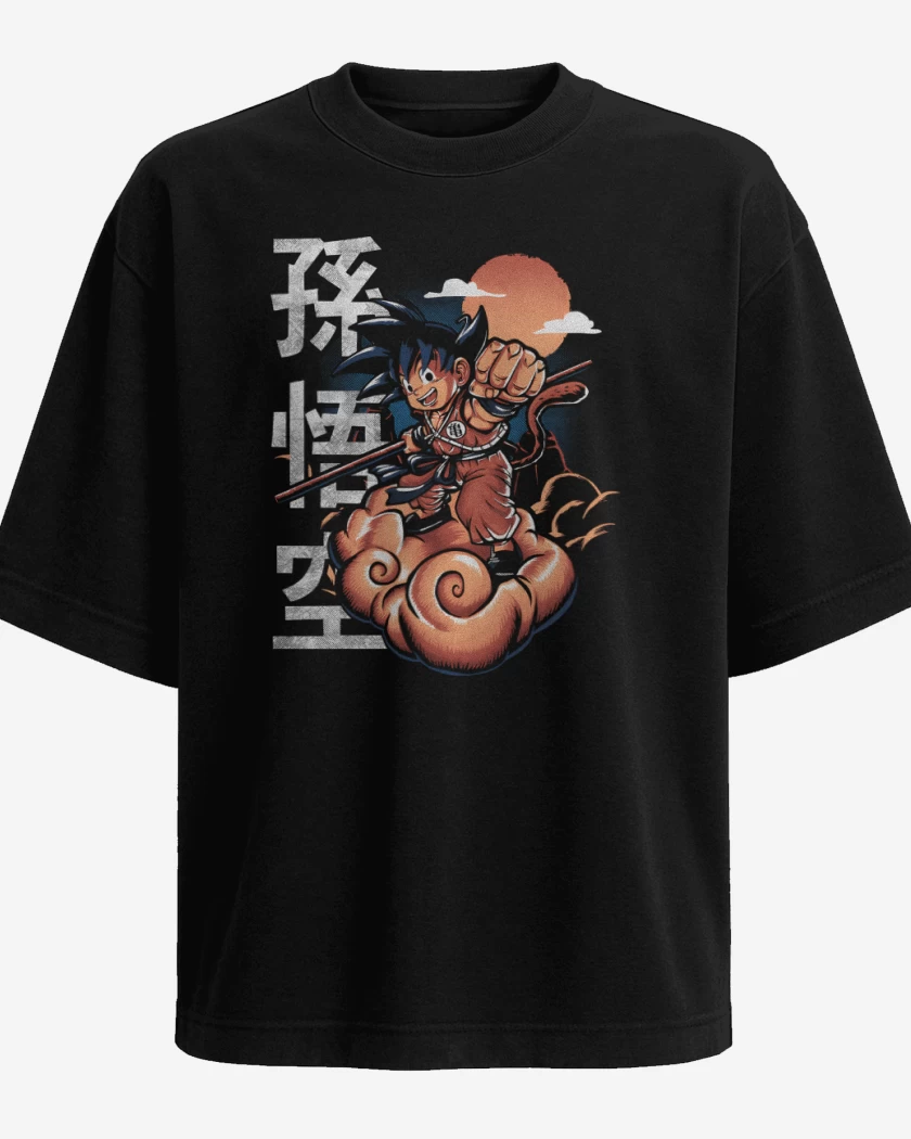 Polera Oversize Negro de Goku Nube Voladora