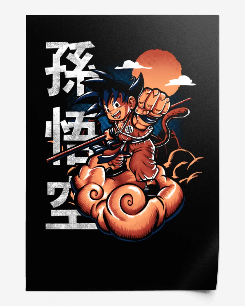 Print Negro de Goku Nube Voladora