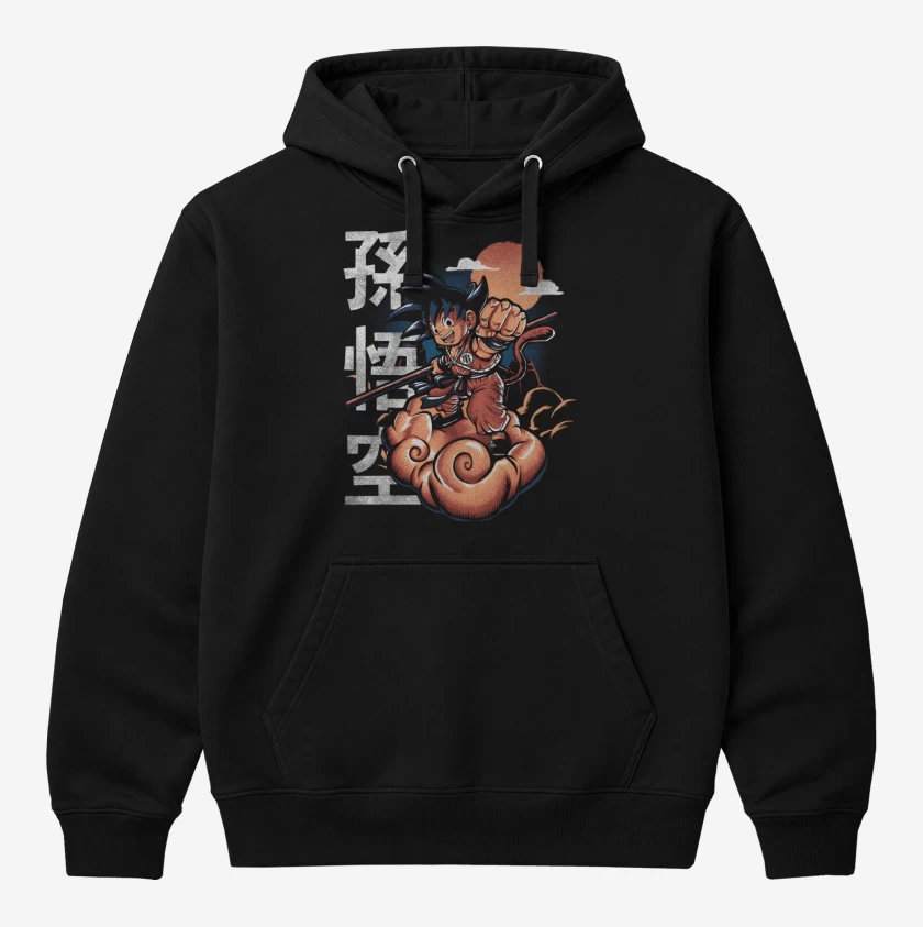 Polerón Canguro Negro de Goku Nube Voladora