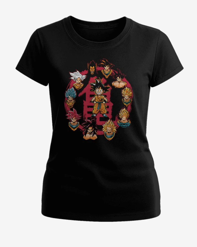 Polera de Mujer Negro de Goku Evolution