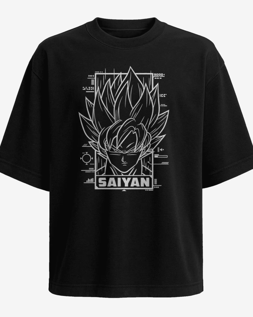 Polera Oversize Negro de Saiyan Goku