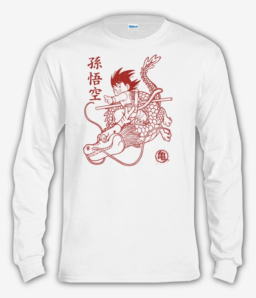 Polera manga larga Blanco de Goku Shen Long