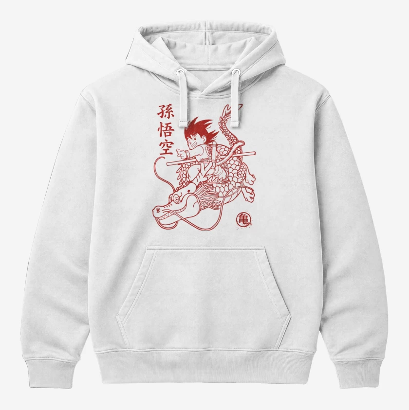 Polerón Canguro Blanco de Goku Shen Long