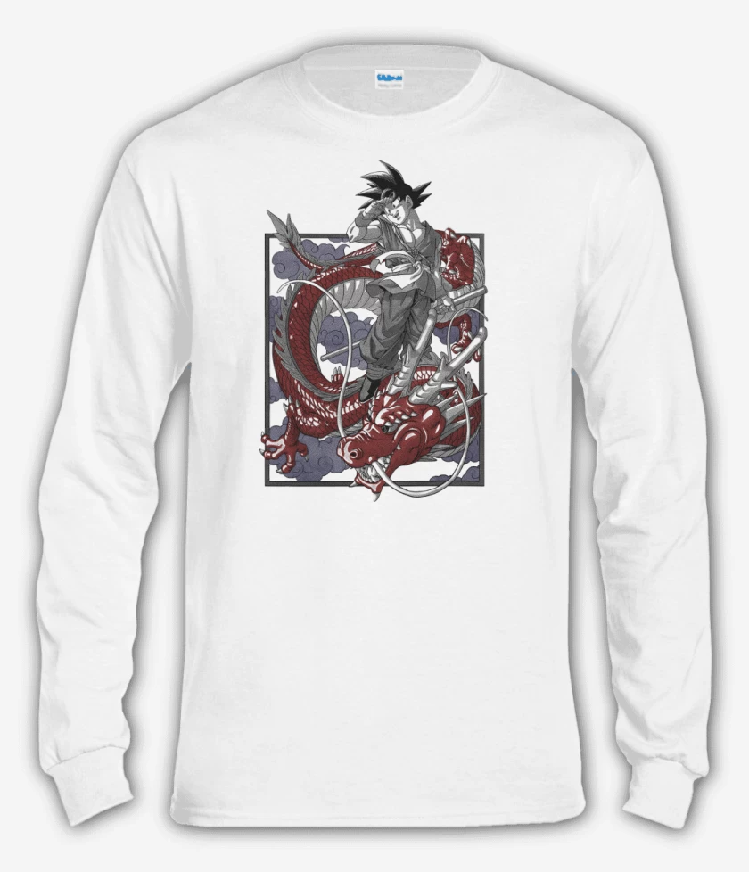 Polera manga larga Blanco de Goku Shen Long GT