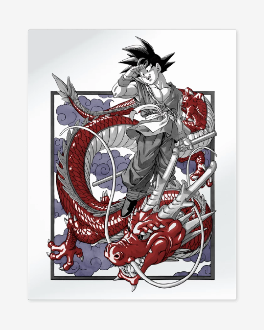 Print metalico Blanco de Goku Shen Long GT