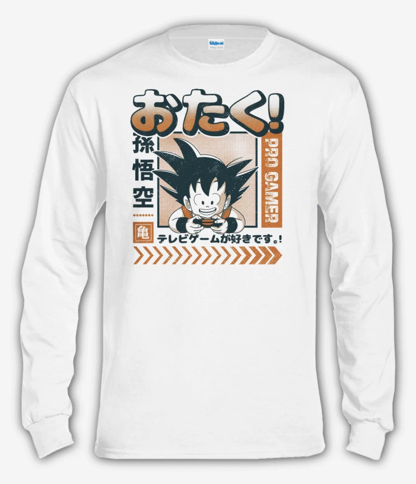 Polera manga larga Blanco de Goku Pro Gamer