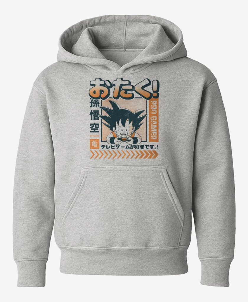 Poleron de niño Gris Melange de Goku Pro Gamer