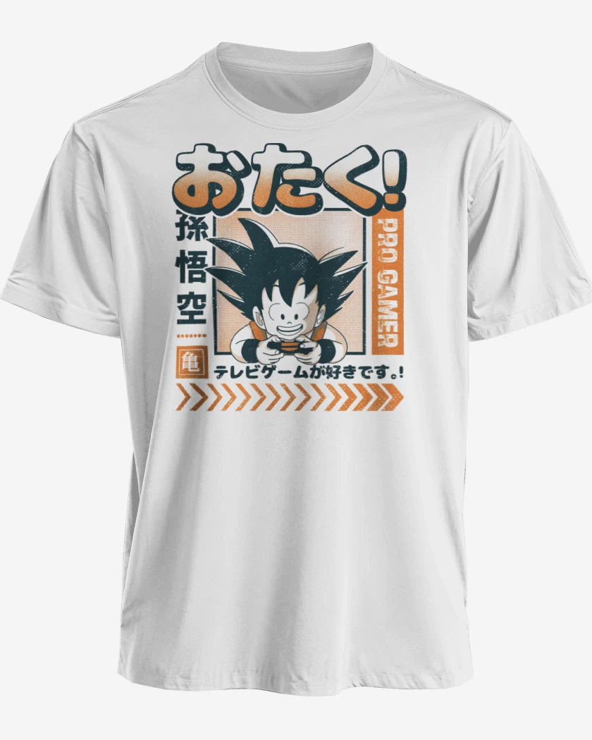 Polera premium Blanco de Goku Pro Gamer