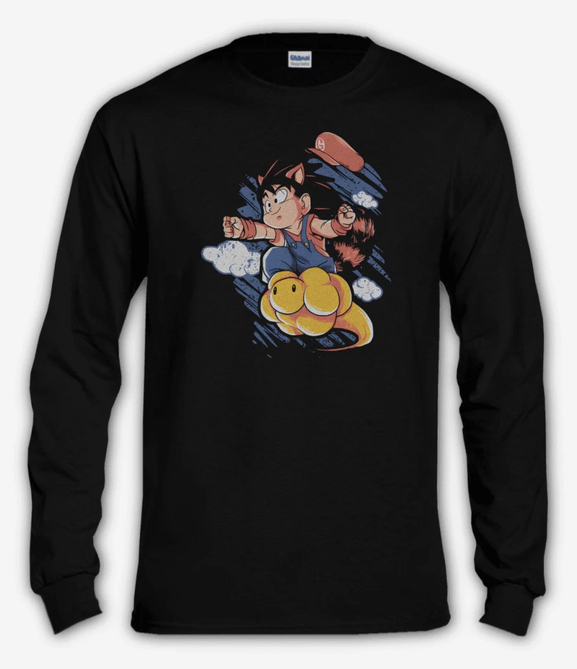 Polera manga larga Negro de Super Goku Bros