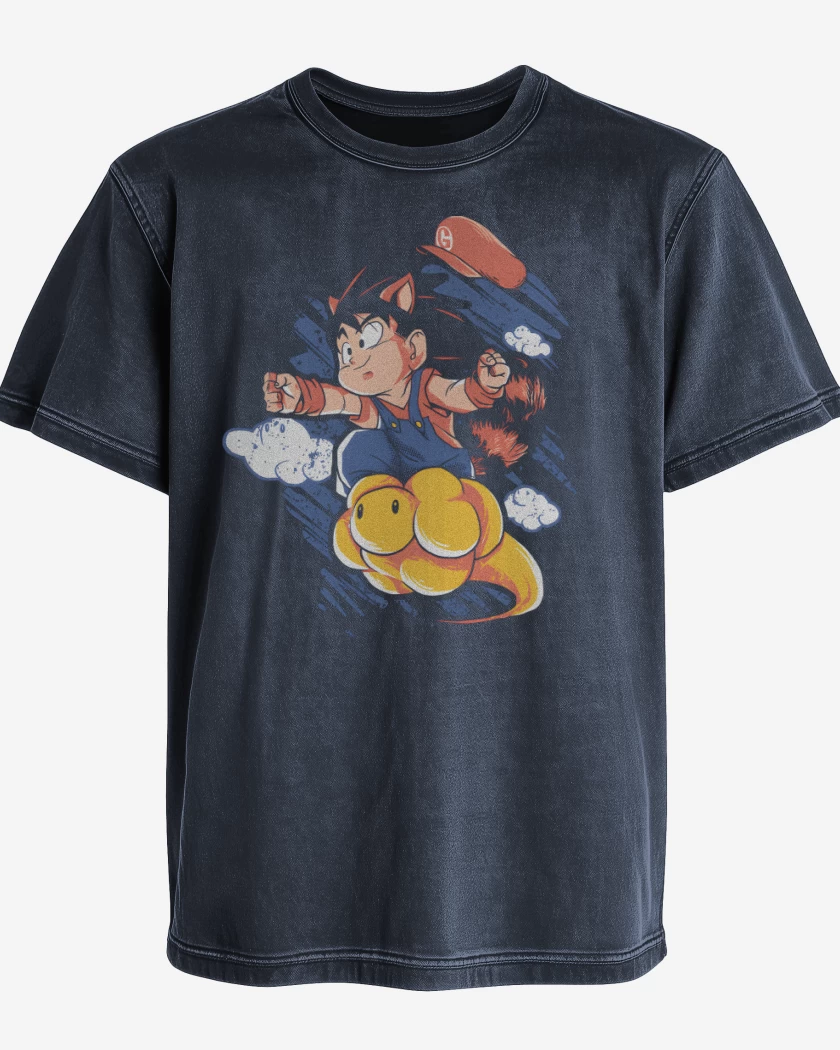 Polera desgastada Azul Marino de Super Goku Bros