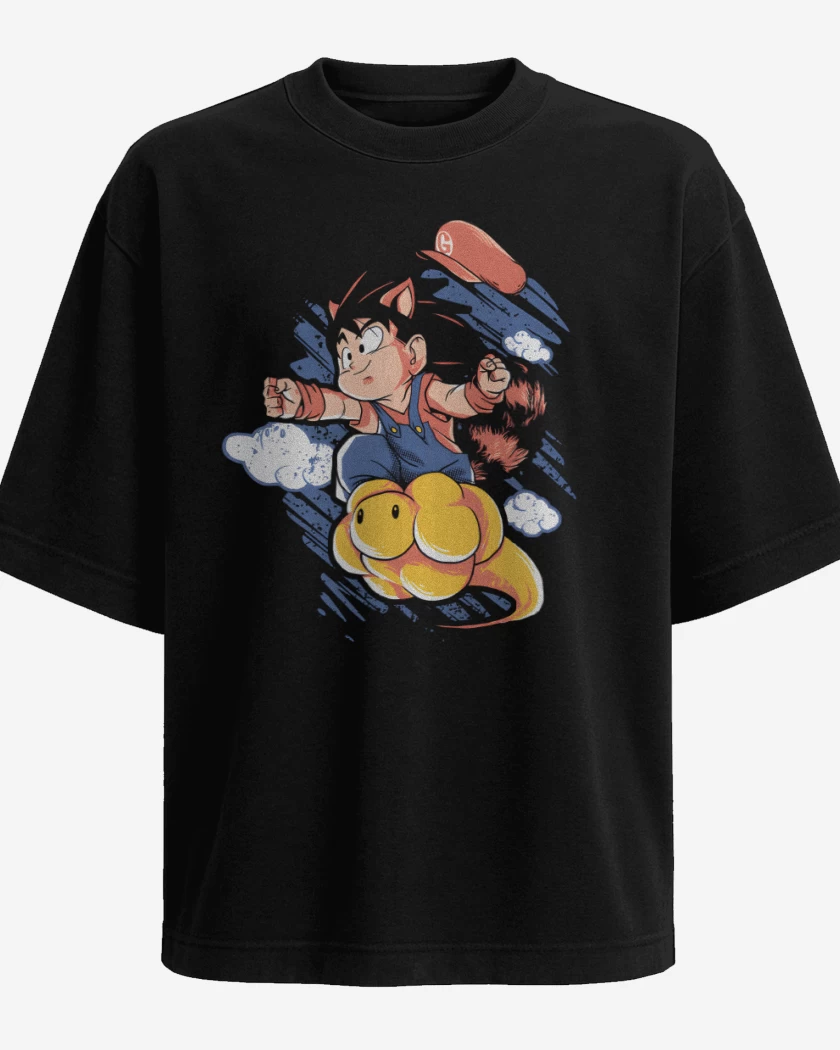 Polera Oversize Negro de Super Goku Bros