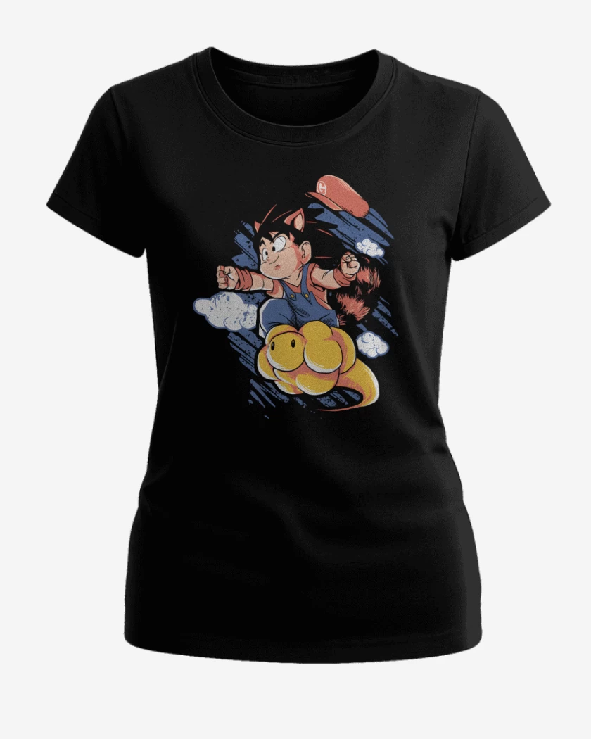 Polera de Mujer Negro de Super Goku Bros