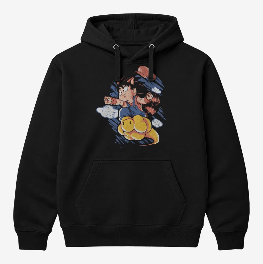Polerón Canguro Negro de Super Goku Bros