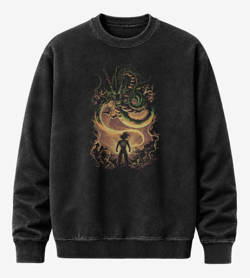 Poleron Polo Acid Wash Negro de Deseos del Dragón