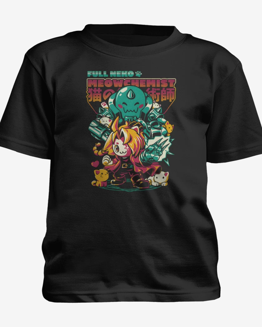 Polera de niño Negro de FullNeko Meowchemist