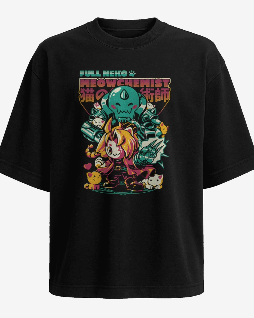 Polera Oversize Negro de FullNeko Meowchemist