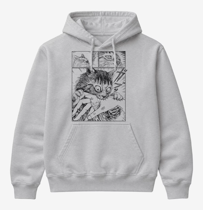 Poleron Canguro básico Gris Melange de Gato Junji Ito