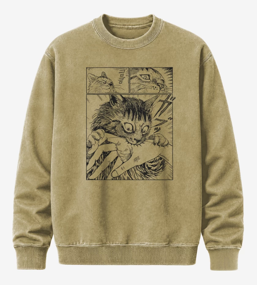 Poleron Polo Acid Wash Beige de Gato Junji Ito