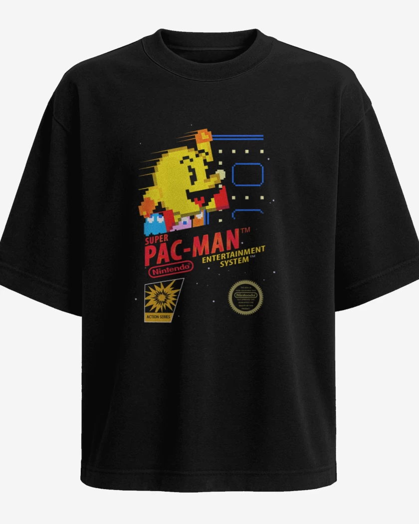 Polera Oversize Negro de Pac Man portada