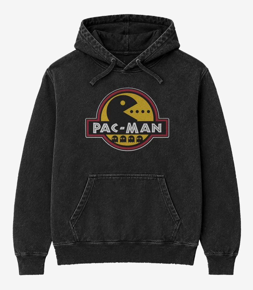 Poleron Canguro Acid Wash Negro de Jurasick Pac