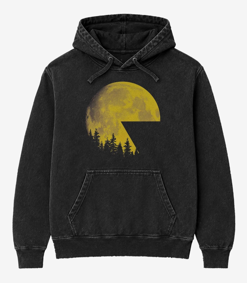 Poleron Canguro Acid Wash Negro de Pac Moon