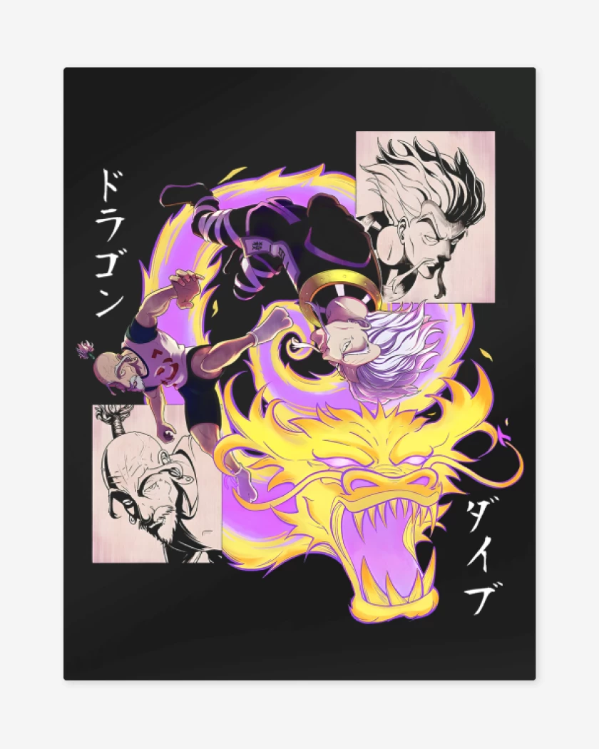 Print metalico Negro de Zeno vs Netero