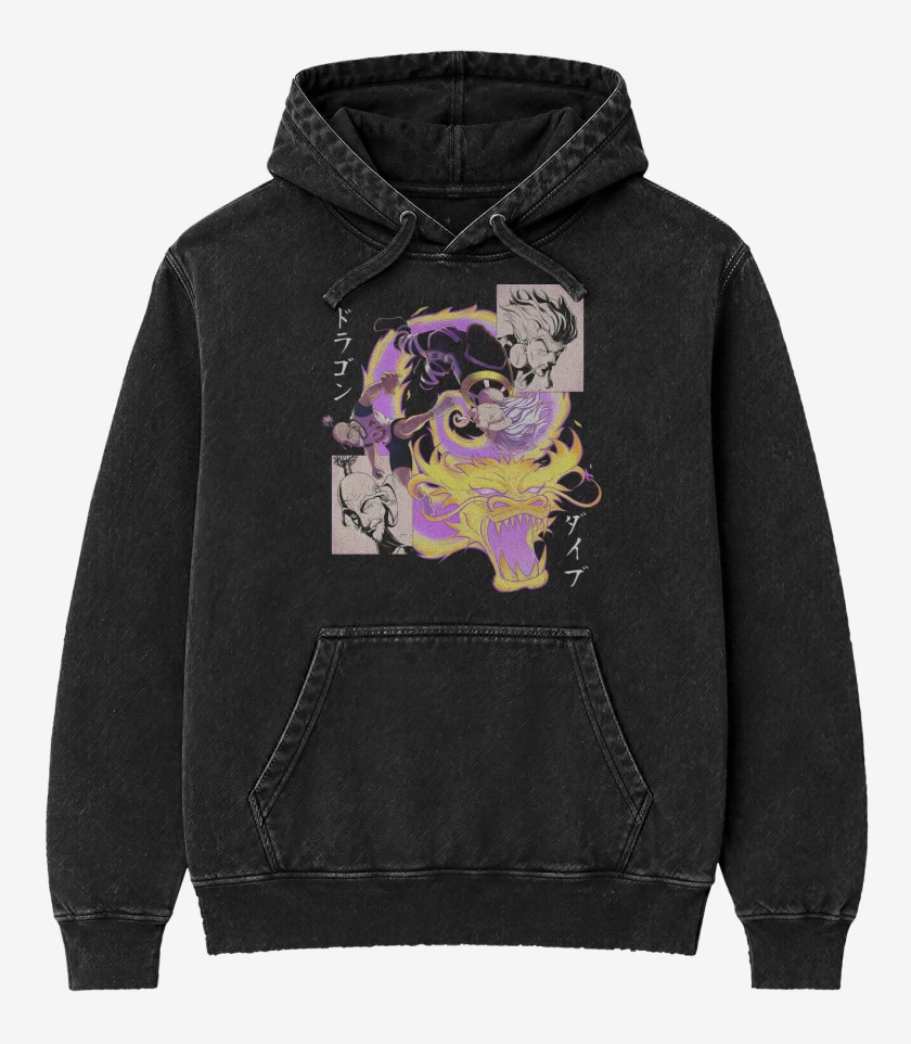 Poleron Canguro Acid Wash Negro de Zeno vs Netero