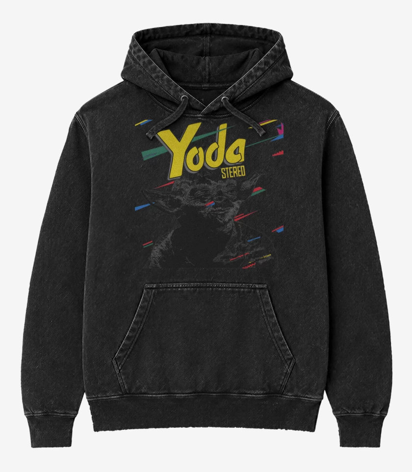 Poleron Canguro Acid Wash Negro de Yoda Stereo