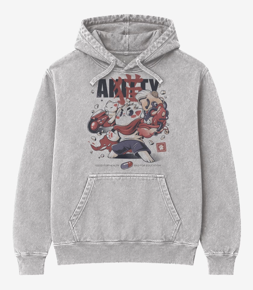 Poleron Canguro Acid Wash Gris Melange de Akitty