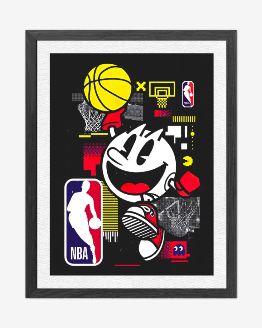 Cuadro decorativo Negro de Pac man Nba