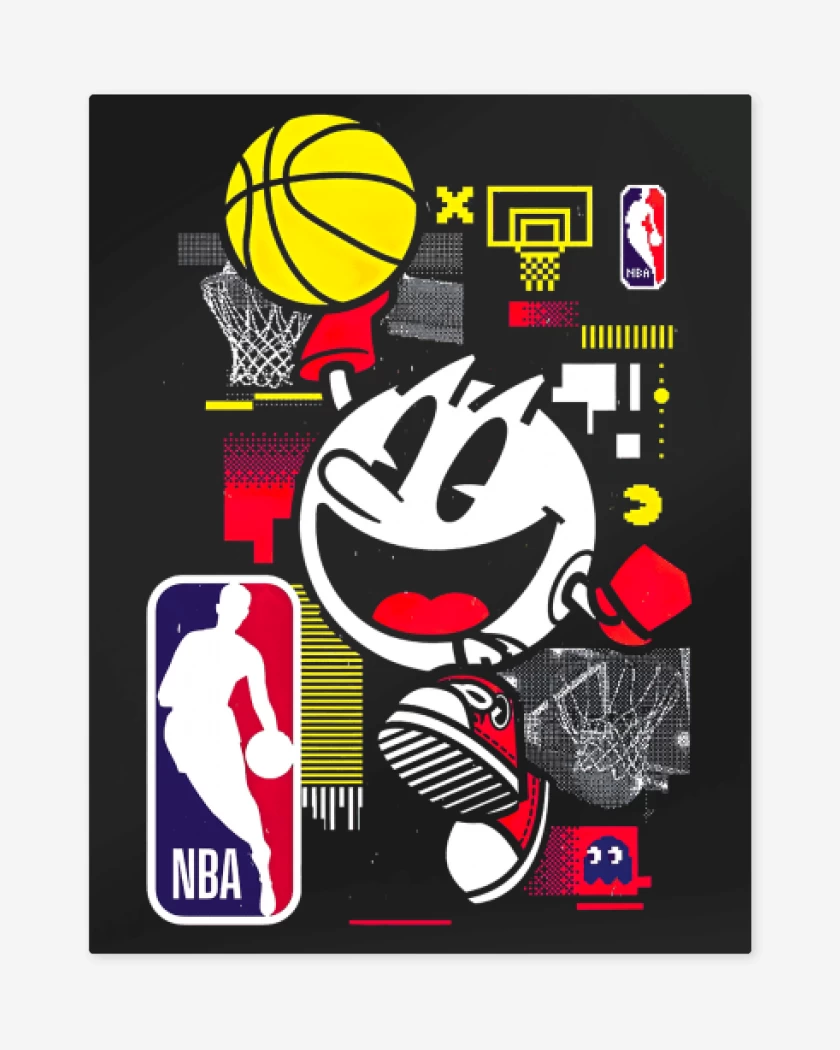 Print metalico Negro de Pac man Nba