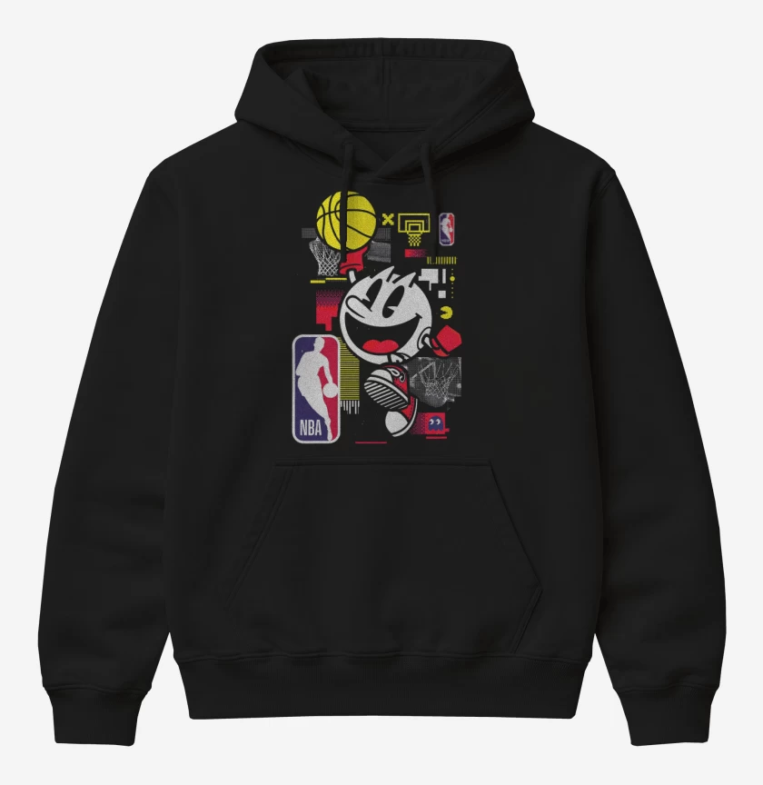 Poleron Canguro básico Negro de Pac man Nba