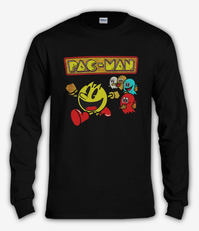 Polera manga larga Negro de Pac man Run