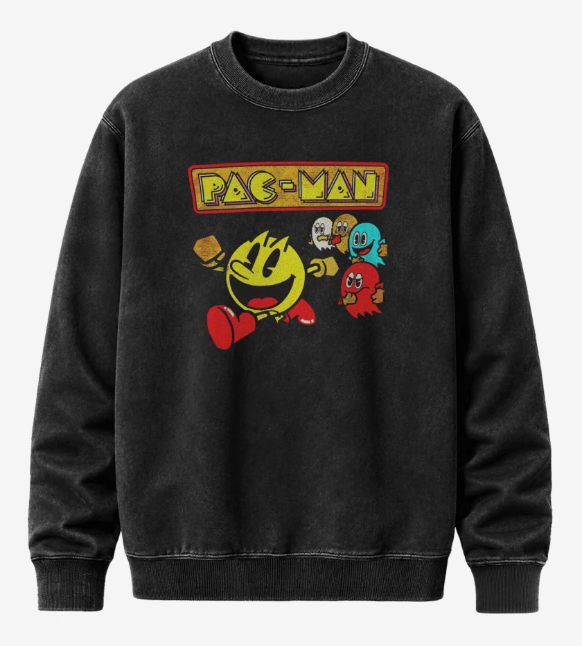 Poleron Polo Acid Wash Negro de Pac man Run