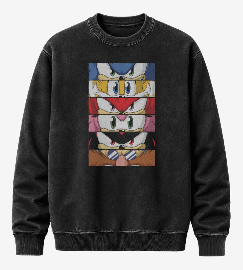 Poleron Polo Acid Wash Negro de Ojos de Velocidad