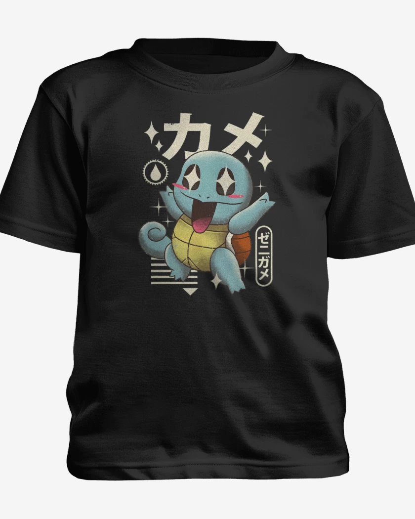 Polera de niño Negro de Squirtle Kawaii