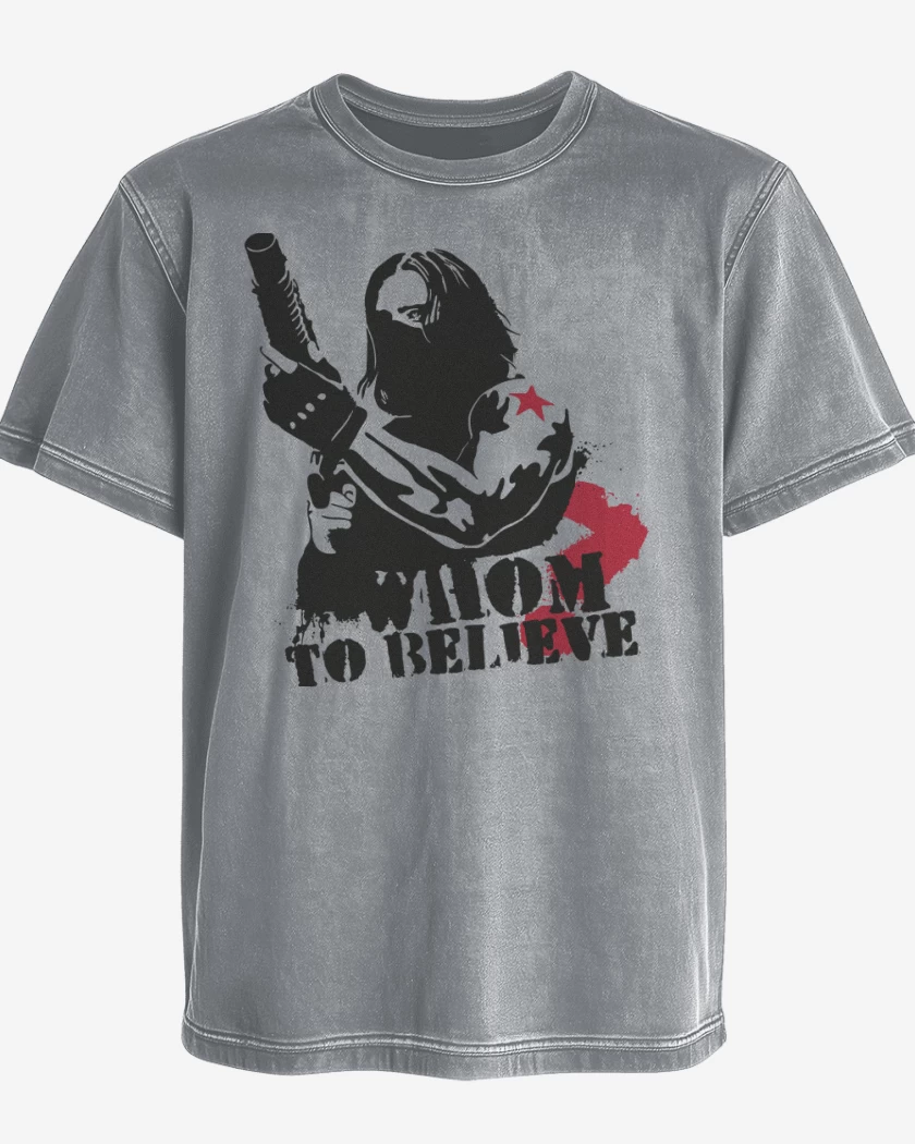 Polera desgastada Gris Melange de Whom to believe