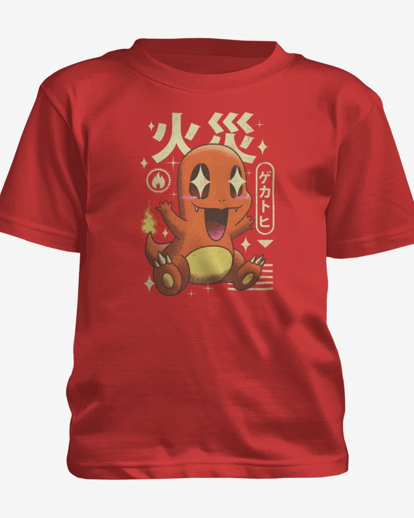 Polera de niño Rojo de Charmander Kawaii