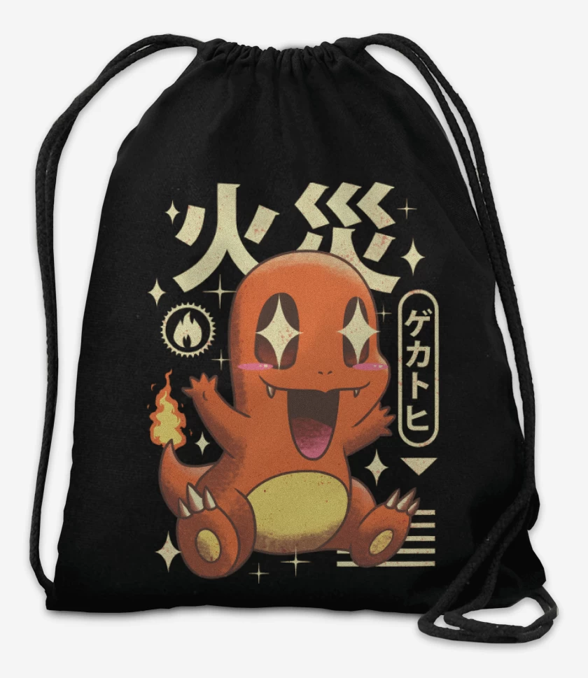 Mochila Negro de Charmander Kawaii