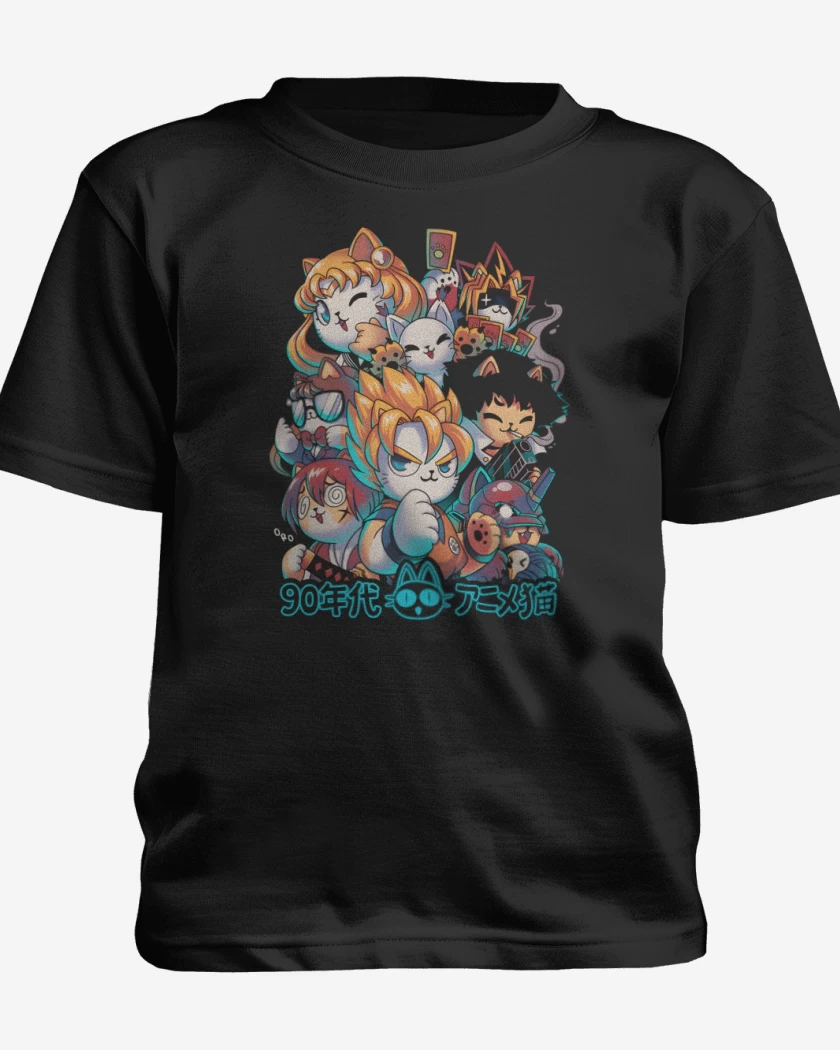 Polera de niño Negro de Neko Kawaii Anime