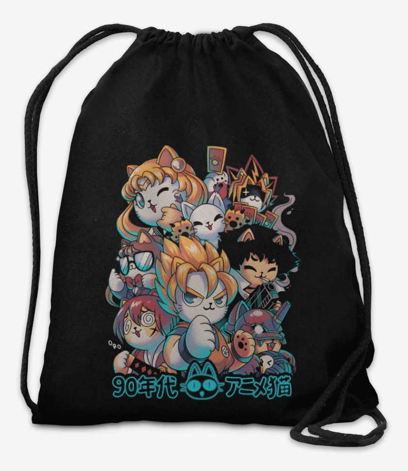 Mochila Negro de Neko Kawaii Anime